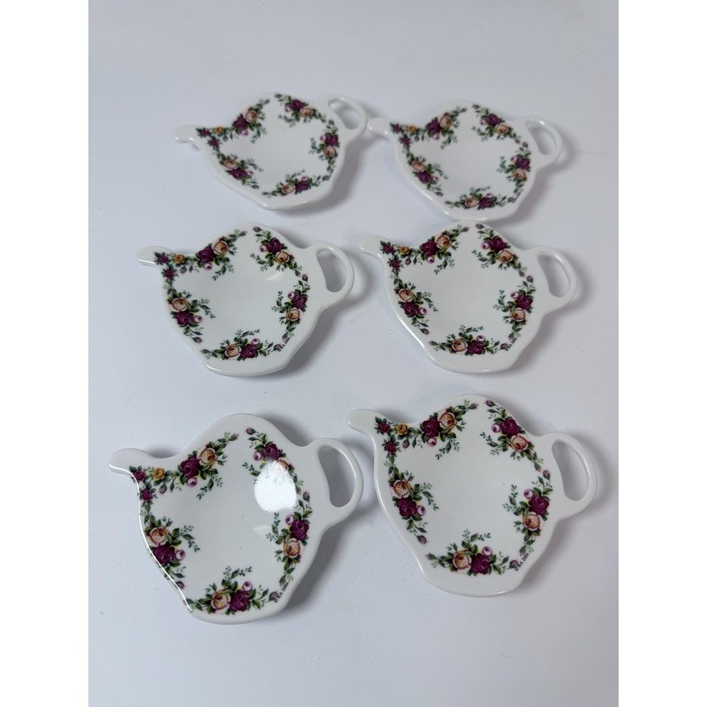Royal Albert Old Country Roses Melamine Tea Bag Holders Lot Of 6 #3